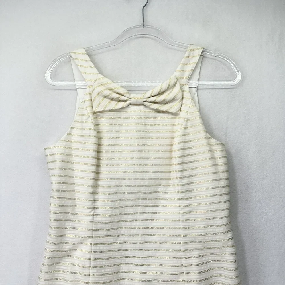 Lilly Pulitzer Henley Corded Organza Gold Stripe Knee Length Dress Size 8 - Picture 3 of 16